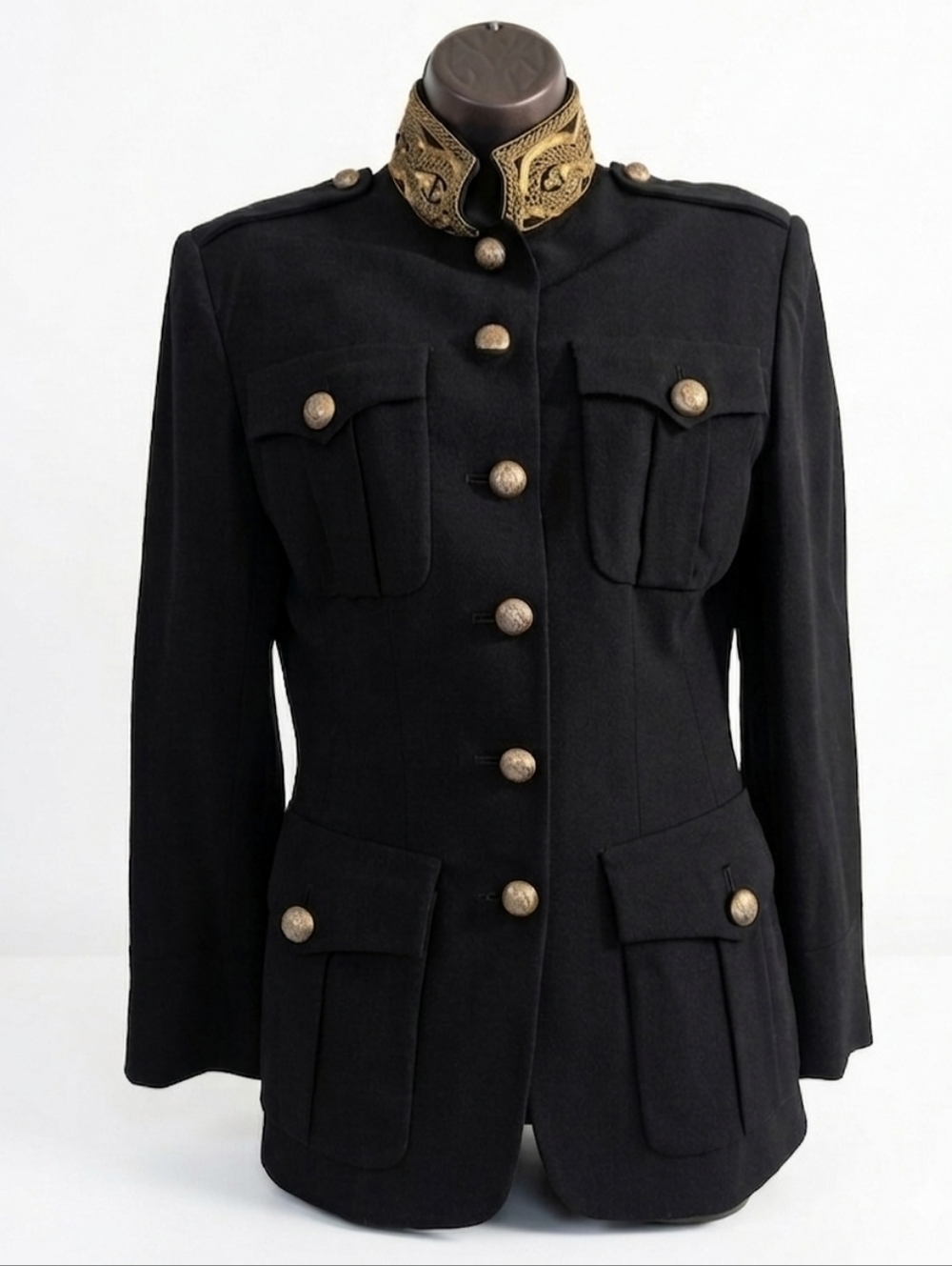 Y2K DKNY Black Military Style WOOL Jacket
